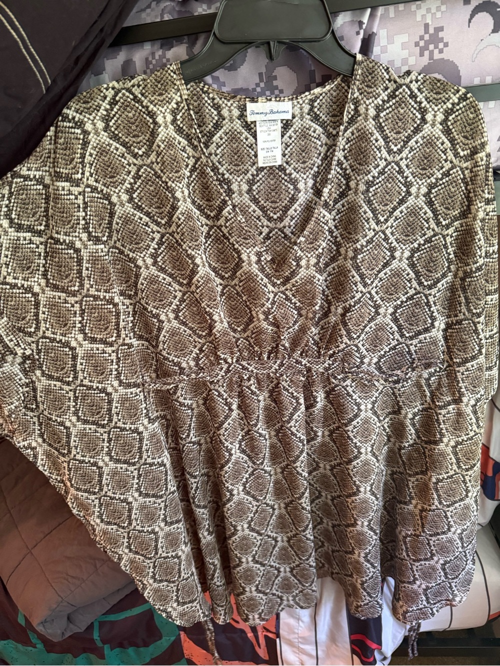 Tommy Bahama Sheer Snake-Print Bathing Suit Cover Up
